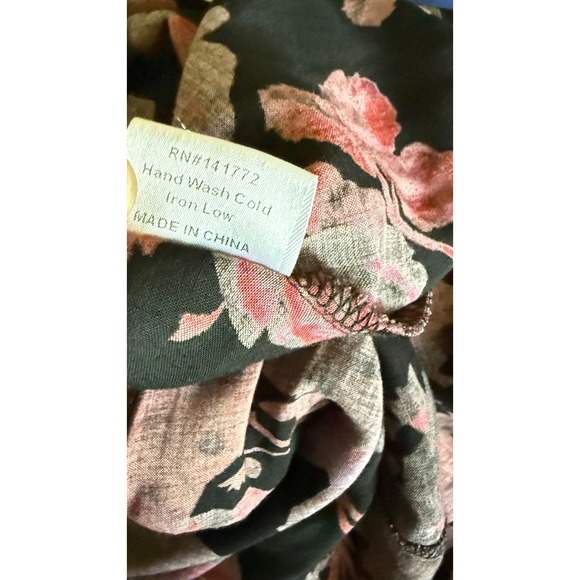 Catch Me Floral Maxi Dress Long Sleeve V Neck Bohemian Black Size M - Picture 5 of 12